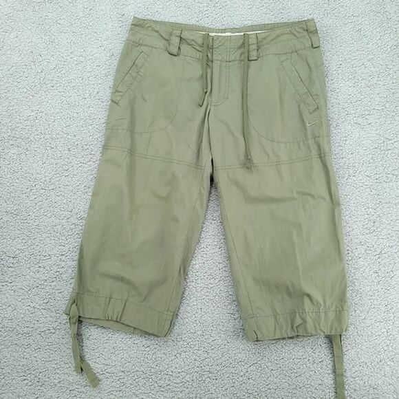 Nike Cargo Capri Pants Medium Drawstring Army Green - Picture 2 of 9